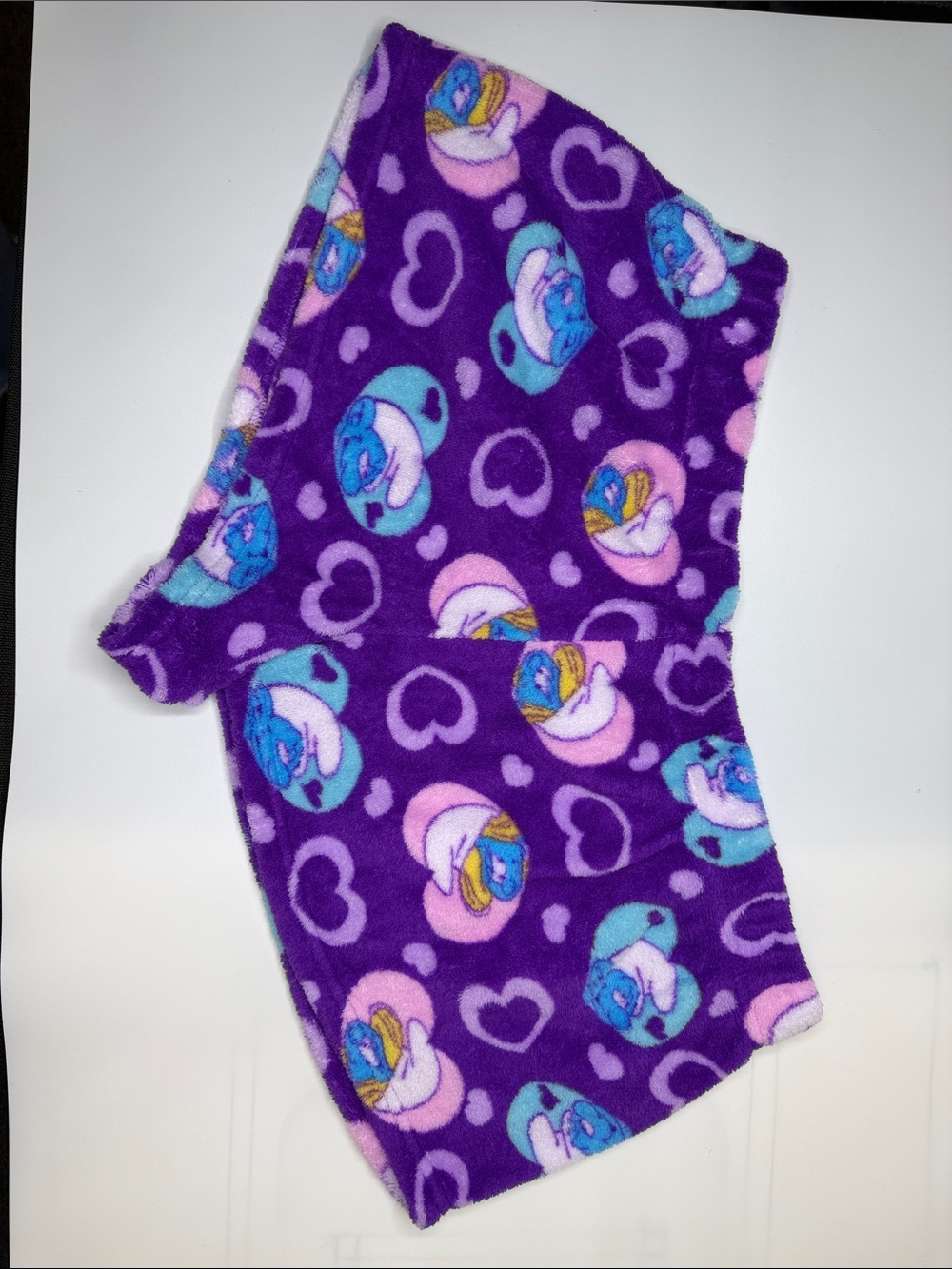 Kids Purple Fleece Pajama Shorts with Blue Accent